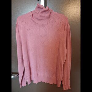 Pink Valentine's Hearts LOVE SCARLETT Long Sleeve Turtleneck Sweater